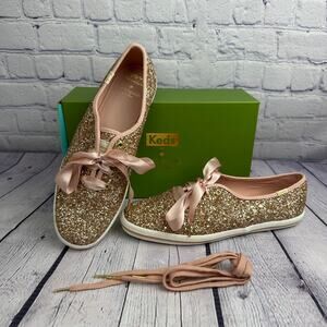 Keds x Kate Spade Champion Glitter Sneaker Rose Gold Size US 9 WF52991